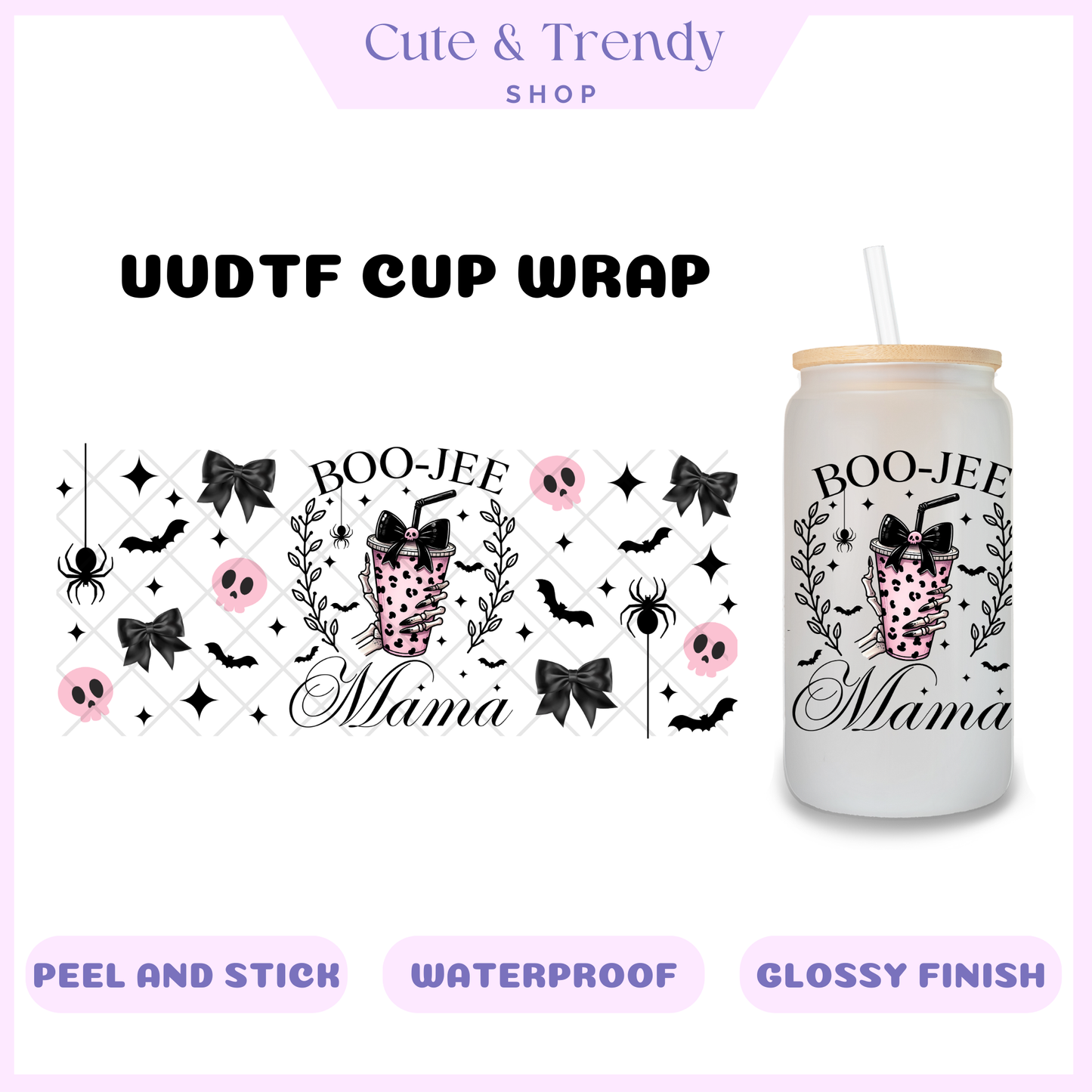 BOO-JEE MAMA HALLOWEEN UVDTF Wrap for 16oz Cups