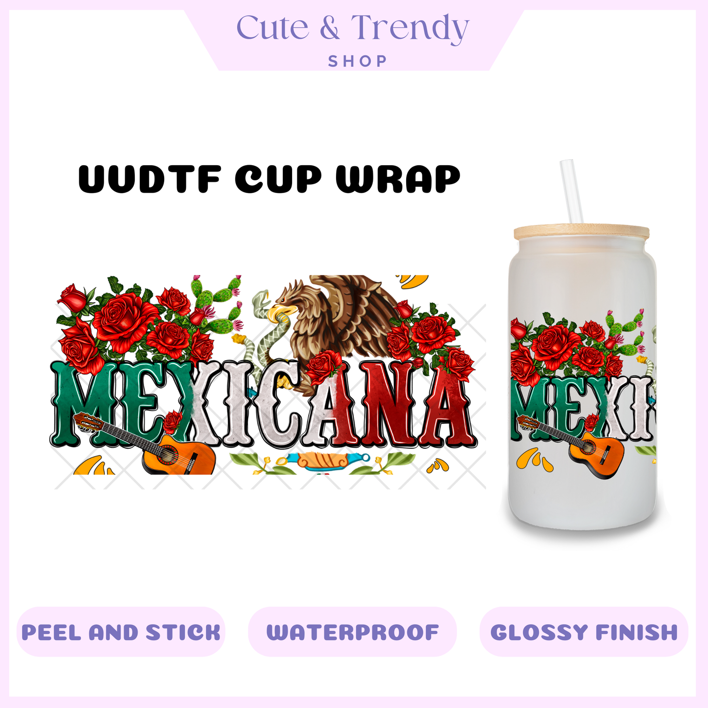 UVDTF DIY Mexicana Wrap to personalized cups, permanent, waterproof, easy to apply