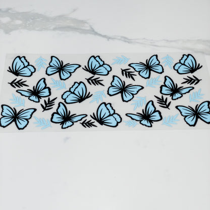 Uvdtf  blue butterfly diy wrap  to personalize cups, permanent, waterproof, easy to apply