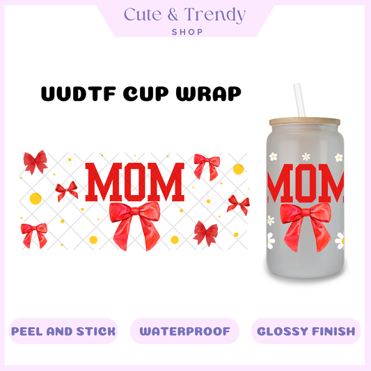 red coquette mom UVDTF diy cup wrap, permanent sticker, waterproof, easy to apply