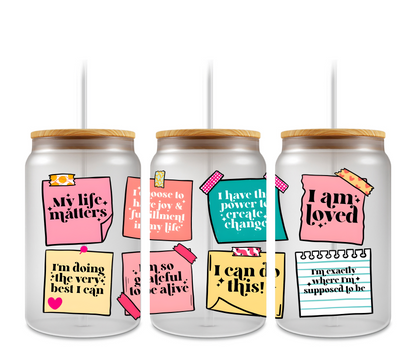 Sticky note reminders UVDTF cup wrap 16oz