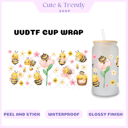 spring bee floral UVDTF Cup Wrap Double Sided