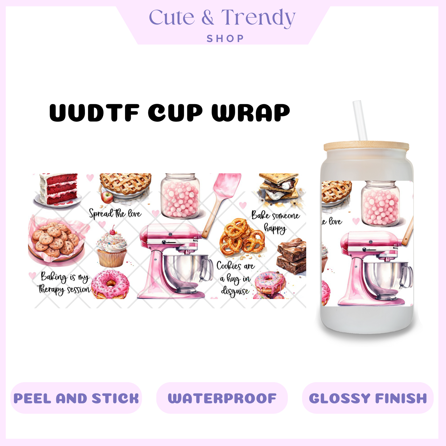 UVDTF baker wrap, permanent, waterproof, easy to apply