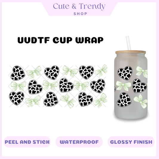 Cow hearts  coquette UVDTF, permanent sticker, diy cup wraps