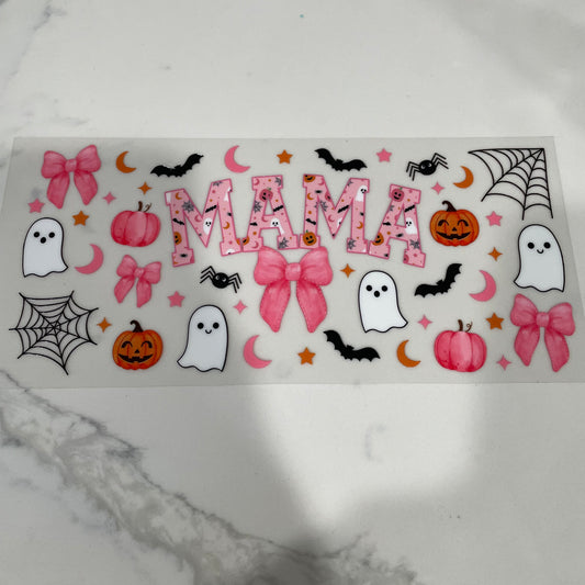 Pink Mama Halloween Coquette Pumpkins UVDTF Wrap Double Sided