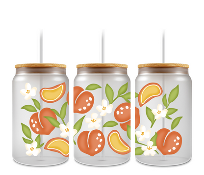 peach fruit UVDTF Wrap for 16oz Cups Double sided