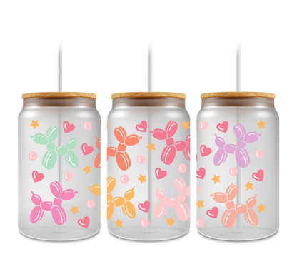 Colored Balloon dogs Hearts UVDTF Wrap for 16oz Cups Double sided