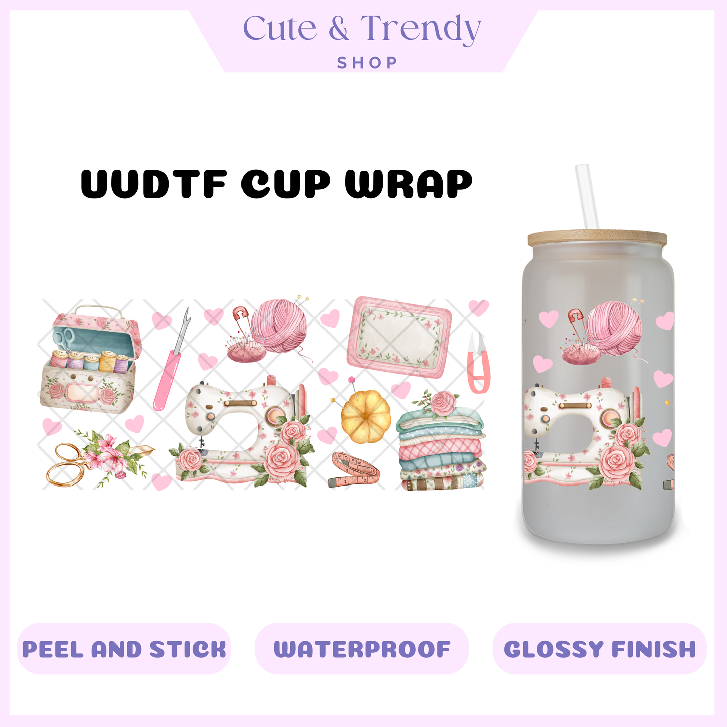 Quilting Sewing UVDTF Cup Wrap double sided view