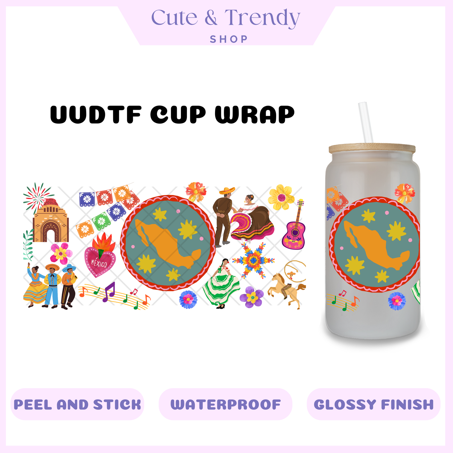 mexico Mariachi dance uVDTF Cup Wrap double sided