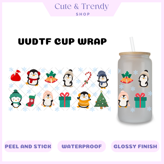 christmas penguin UVDTF Cup Wrap double sided