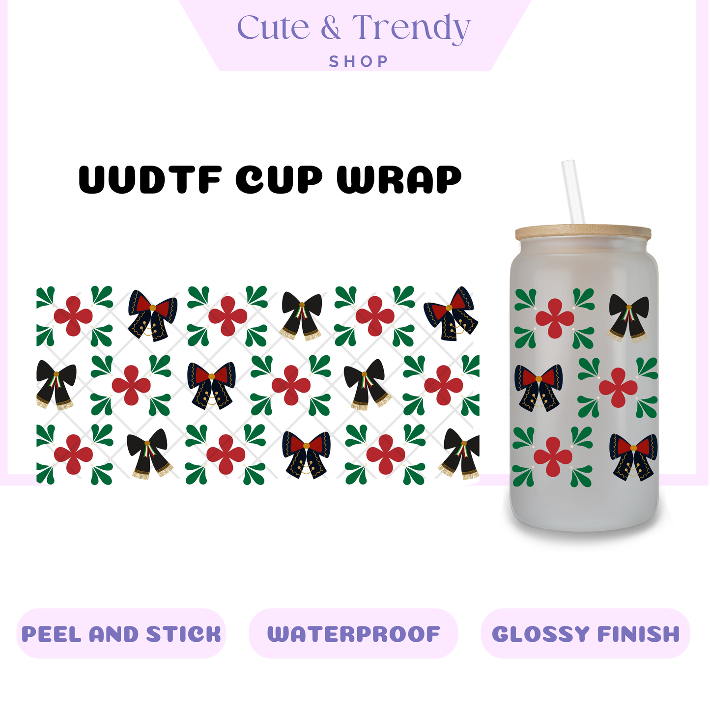 Mariachi Bow Talavera UVDTF Cup Wrap double sided view