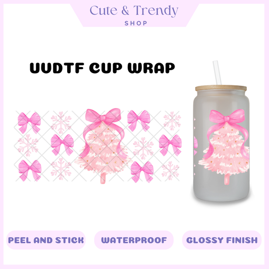 Coquette Christmas Tree UVDTF Cup Wrap double sided view